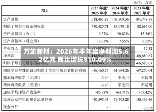 万凯新材：2026年半年度净利润5.62亿元 同比增长910.09%-第1张图片
